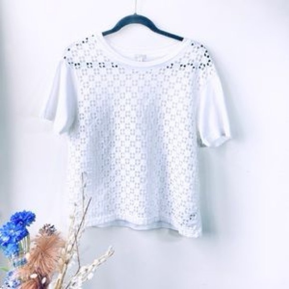 GAP | Eyelet White Short Sleeve Tee - Picture 1 of 8